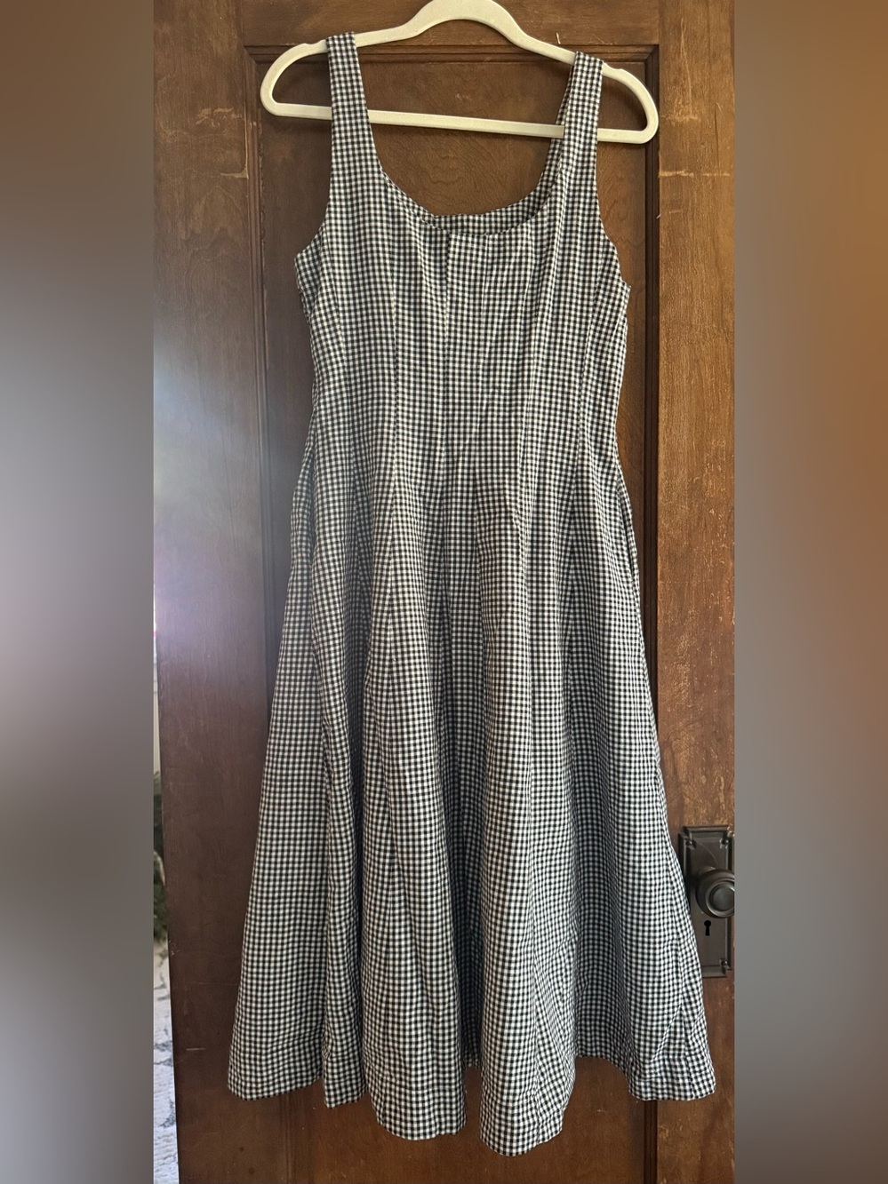 a new day Black and White Gingham Midi Dress